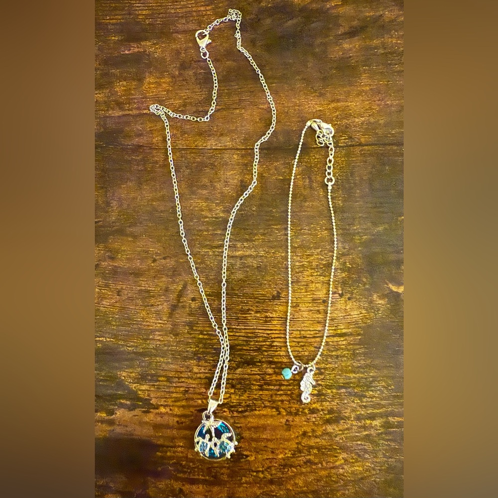 Elegant Silver Necklace and Ankle Bracelet Set